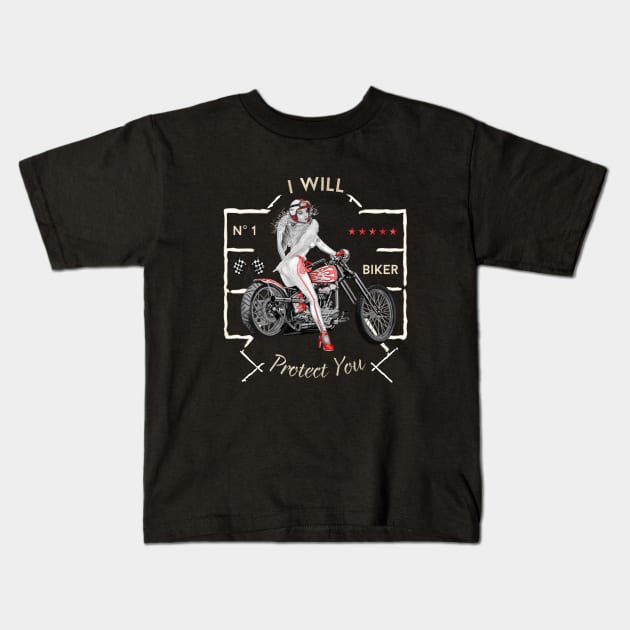 Biker Angel Kids T-Shirt by 3vaN